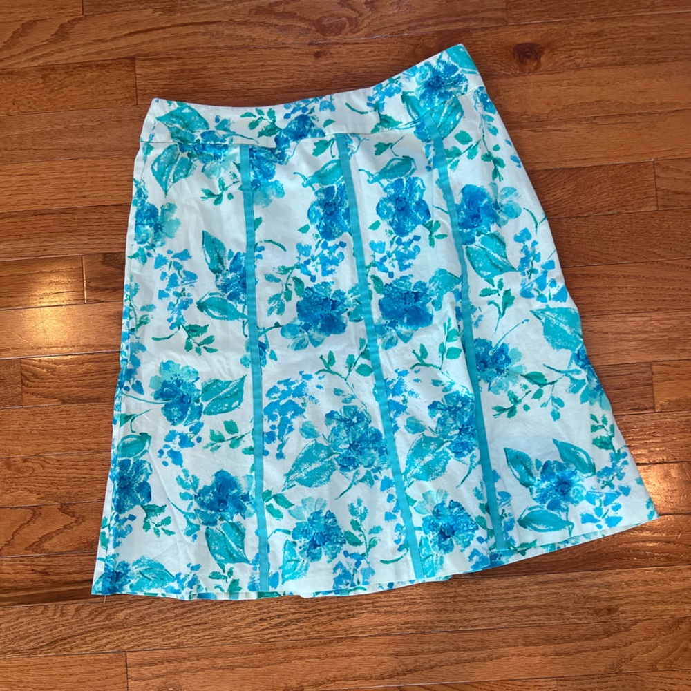Apt. 9 Blue and White Knee-Length A-Line Skirt